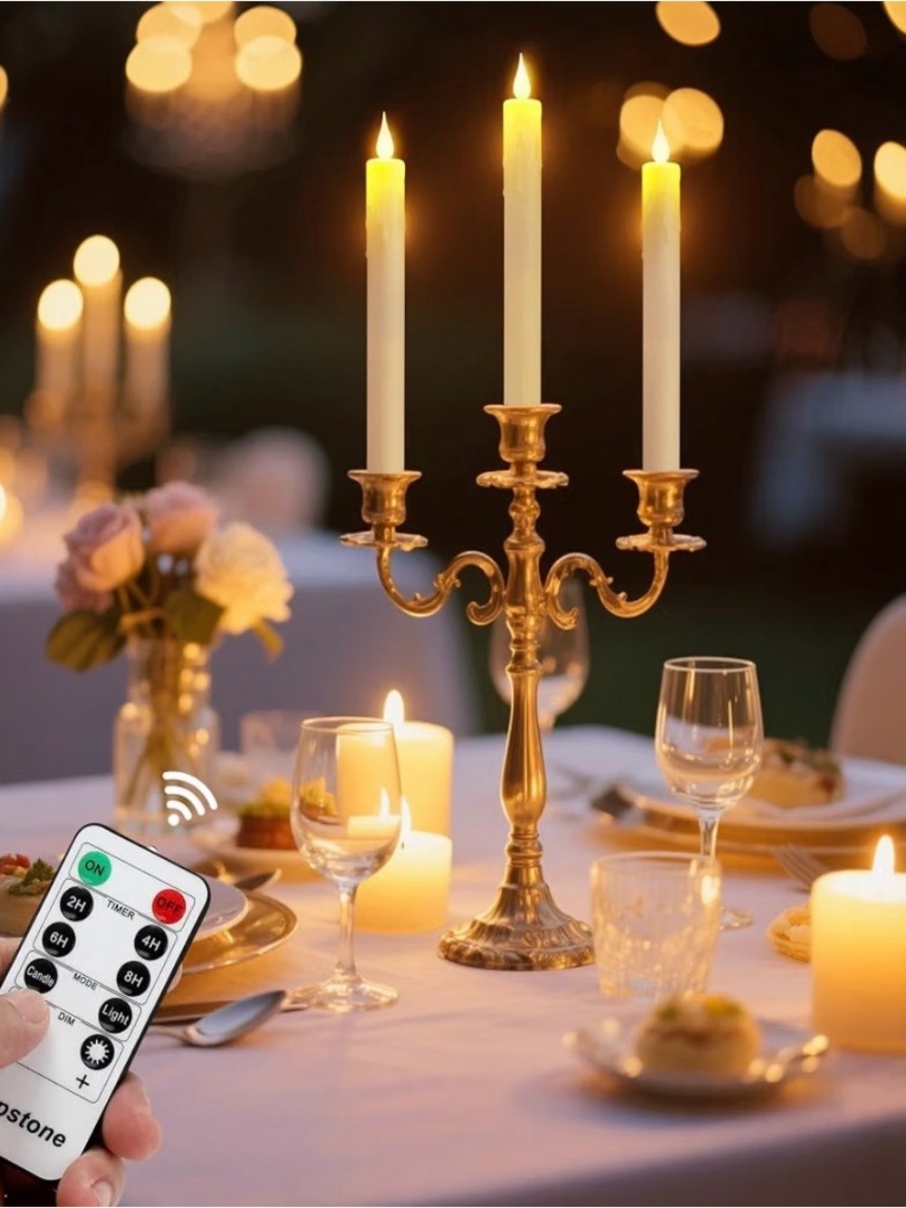 Topstone Set Of 3 Flameless Taper Candles, With Remote & Timer, NEW In Box 💫